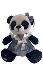 Плюшеая панда размером 40 см. Вид набивки: полиэфирное волокно. Вид материала: искусственный мех. Артикул 2521-1.