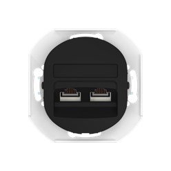 Встраиваемая двойная компьютерная розетка CADUCEUS ALING EON с модулями Keystone RJ45 8P8C, cat.5e, UTP, механизм