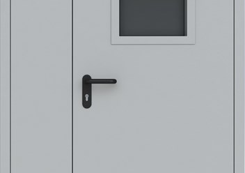 Дверь металлическая противопожарная EIS 60 двустворчатая остекленная ДМПО 02-EIS60