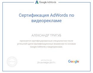 Александр Тригуб - сертифицированный консультант по продвижению.