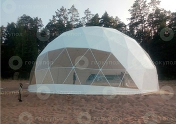 Геодезический купол диаметром 12 метров с панорамным окном на озеро Ладога г. Санкт-Петербург