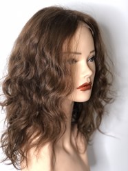 Парик из натуральных славянских вьющихся волос. Имитация кожи головы на сетке.