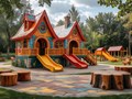 Дизайн-концепция игровой площадки для детского городка по мотивам сказок. МАФ. Благоустройство.