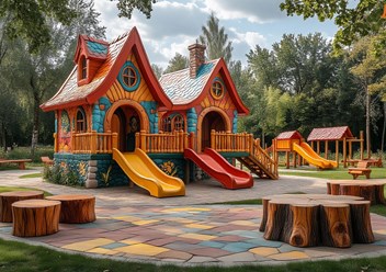 Дизайн-концепция игровой площадки для детского городка по мотивам сказок. МАФ. Благоустройство.