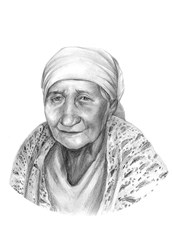 &quot;Бабушка в белом платке&quot; 
Рисунок создан с помощью простого карандаша.
Формат А4. 2017. Заказать портрет по фотографии можно написав мне сообщение или позвонив по телефону +7-980-714-71-35 (Светлана).