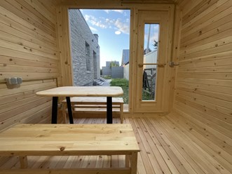 Интерьер капсульной бани от компании  ONLY WOOD