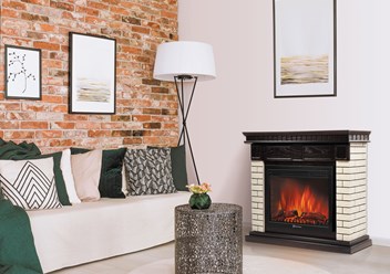 Камин электрический Electrolux Bricks 25 (кирпич бежевый, шпон темный дуб) с очагом EFP/P-2520LS