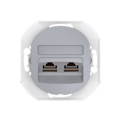 Встраиваемая двойная компьютерная розетка CADUCEUS ALING EON с модулями Keystone RJ45 8P8C cat.5e FTP, механизм