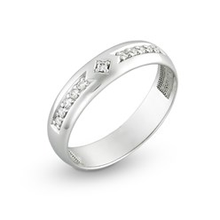 Обручальное кольцо из белого золота с вставками из бриллиантов