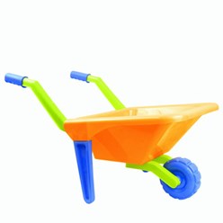 Детская тачка - хорошо используется как зимой - перевозка снега, так и летом. Может быть укомплектована песочным набором и детским садовым инструментом.