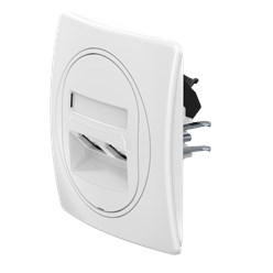 Встраиваемая двойная компьютерная розетка CADUCEUS ALING EON с модулями Keystone RJ45 8P8C, cat.5e, UTP