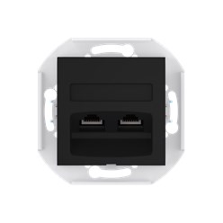 Розетка скрытой установки CADUCEUS ALING PRESTIGE двойная компьютерная с модулями Keystone RJ45 8P8C, cat.6, UTP, механизм