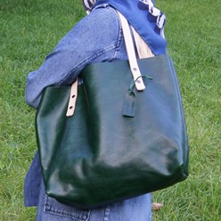 Женская кожаная сумка Шоппер Тоут зеленая
