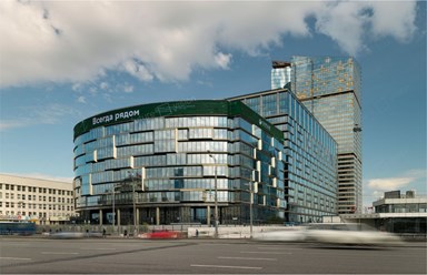 Медиафасад на здании "Сбербанка", город Москва