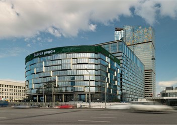 Медиафасад на здании "Сбербанка", город Москва