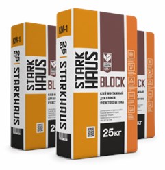 Клей монтажный STARKHAUS KM-1 BLOCK предназначен для кладки блоков из теплоизоляционного и конструкционно-теплоизоляционного ячеистого бетона (пено- и газобетона, пено- и газосиликата)