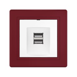 Розетка скрытой установки CADUCEUS ALING PRESTIGE двойная, USB, тип А, для зарядки устройств, 2,1А, 5В=, 250В~