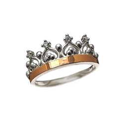 женское кольцо корона с золотой пластиной