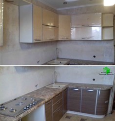 Кухня фасады пластик в алюминиевой кромке