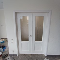 Кантри двухстворчатая  стекло 2*650*2000мм Белый жемчуг