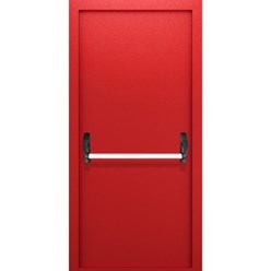 Красная однопольная противопожарная дверь с антипаникой
