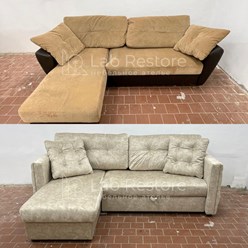Угловой диван до и после перетяжки