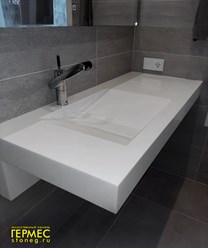 Hi-Macs P001 Perna White - столешница с интегрированной раковиной из искусственного камня