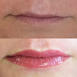 Перманентный макияж губ до/после