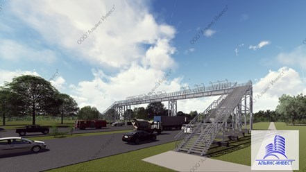Конструкция пешеходного моста.
Разработка данного проекта заняла 4 недели, окончательная же масса по ведомости отправочных марок составила 86 т.