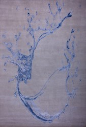 GLO-Water Through-204x300-Blue Шерсть,шёлк.Ручная работа. Кол-во узлов на м2.: 187550. Индия.