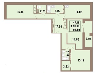 Планировка 3комнатной квартиры