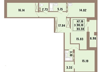 Планировка 3комнатной квартиры