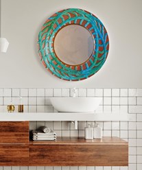 Большое круглое зеркало с ярким, резным рисунком. Дизайнерская ручная работа. Возможна подсветка. Персональный заказ по вашим размерам.