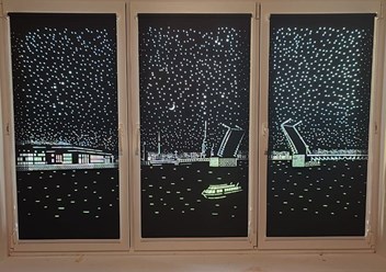 Рулонные шторы перфорированные Ночной город