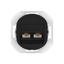 Механизм встраиваемой двойной телефонной розетки CADUCEUS ALING EON с модулями Keystone 2хRJ12 6P4C