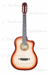 Акустическая гитара. Полноразмерная модель с квадратным вырезом (squared-off), предназначенным для легкого доступа к верхним ладам грифа.