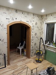 кухня шпаклевка, наклеивание обоев, арки, рабочая зона (под ключ)