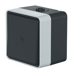 Выключатель одноклавишный кнопочный CADUCEUS ALING PROTECTA для открытой проводки, с символом "звонок", 10А, 250В~