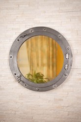 Настенное зеркало в морском стиле раме иллюминатор, текстура сталь. Персональный заказ по вашим размерам.