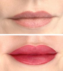 Губы до/после перманентный макияж