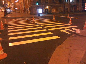 разметка пешеходных переходов ООО "Нева Знак", Невский пр., 2015г.