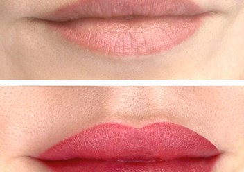 Губы до/после перманентный макияж
