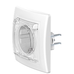 Встраиваемая розетка CADUCEUS ALING PRESTIGE с заземлением, без шторок, с крышкой, с пластиковым основанием, 16А, 250В~