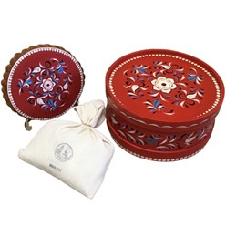 Корпоративный подарок в русском стиле, новогодний, красный короб, пряник с ручной росписью, подарочный иван-чай