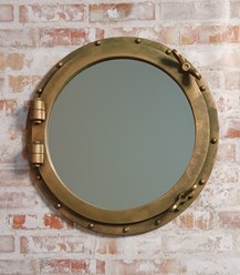 Настенное зеркало в авторской раме иллюминатор, текстура латунь. Персональный заказ по вашим размерам.