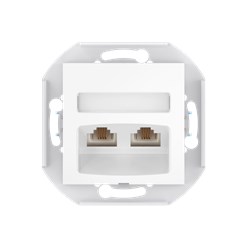 Розетка скрытой установки CADUCEUS ALING PRESTIGE с модулями Keystone 2хRJ12 6P4C, двойная телефонная, механизм