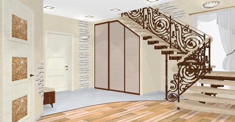 Дизайн интерьера. Прихожая и холл с лестницей.