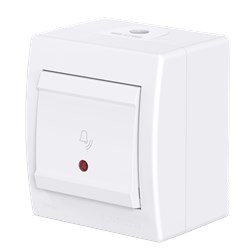 Выключатель одноклавишный CADUCEUS ALING POWER для открытой проводки, с символом "Звонок", с индикацией 10А, 250В~