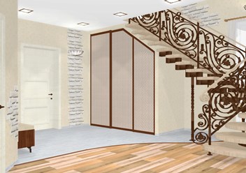 Дизайн интерьера. Прихожая и холл с лестницей.