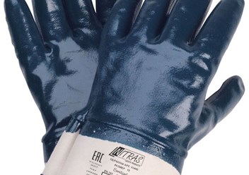 Перчатки нитриловые Nitras, арт.3440. Маслобензостойкие, механически стойкие перчатки на основе из 100% хлопка и с гладким трехслойным покрытием из улучшенного нитрилового каучука.